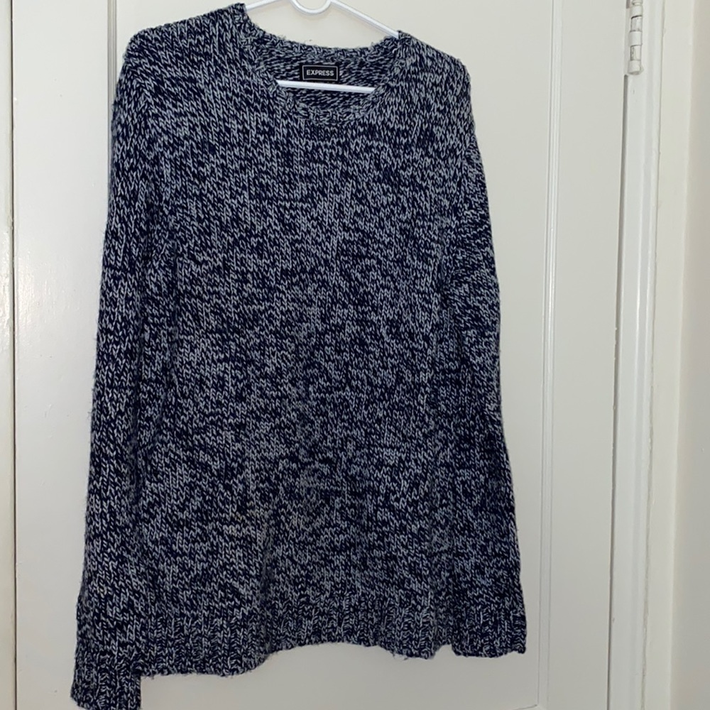 express navy and gray sweater size: L